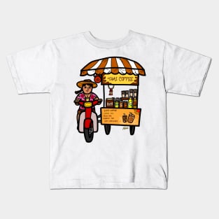 Thai street vendor selling coffee drink takeaway Kids T-Shirt